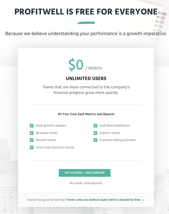 profitwell is free for everyone